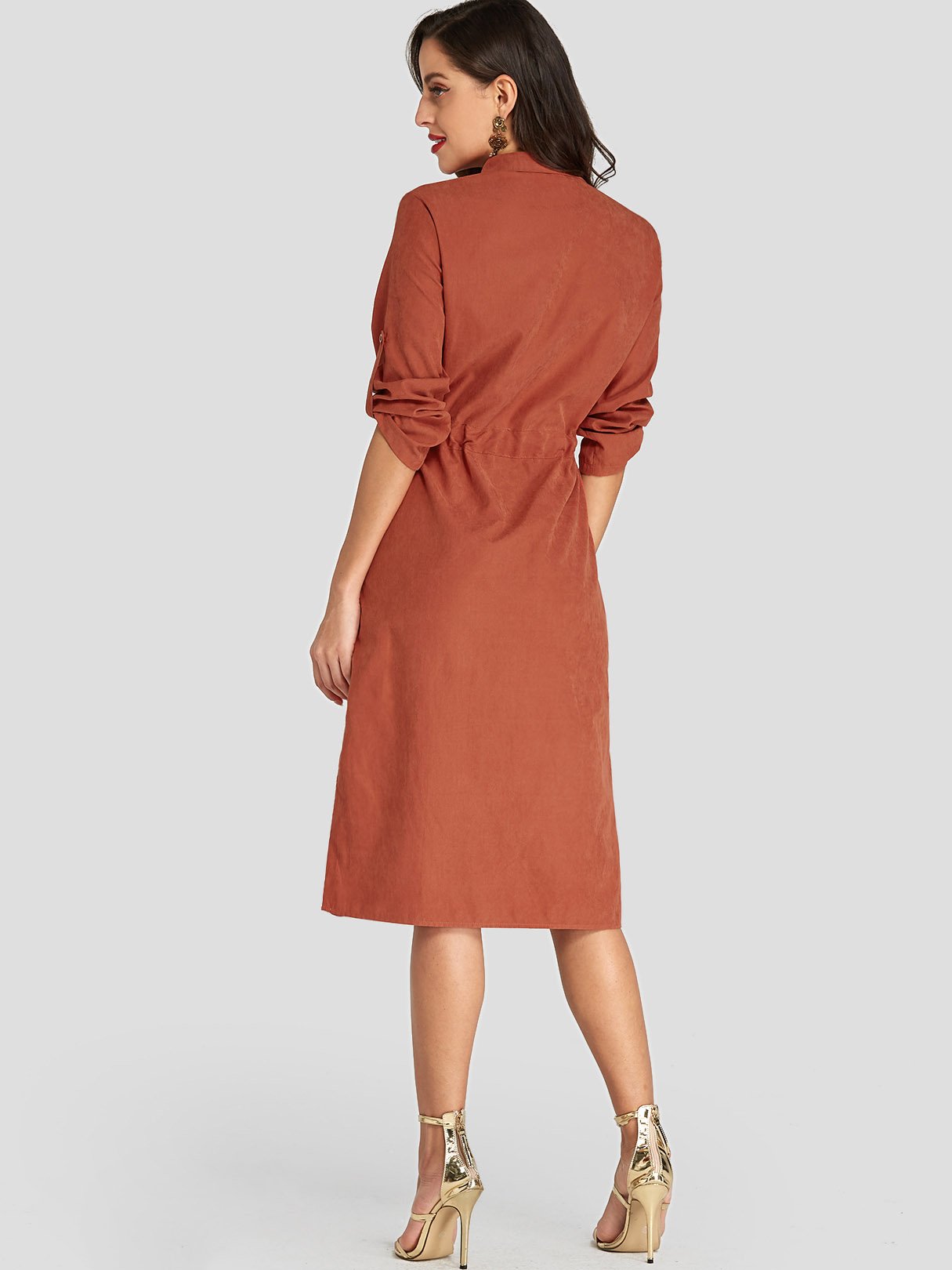 ODM Ladies Half Sleeve Midi Dresses
