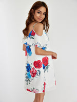 NEW FEELING Womens White Floral Dresses