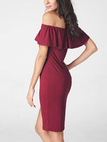 OEM Ladies Burgundy Off The Shoulder Dresses