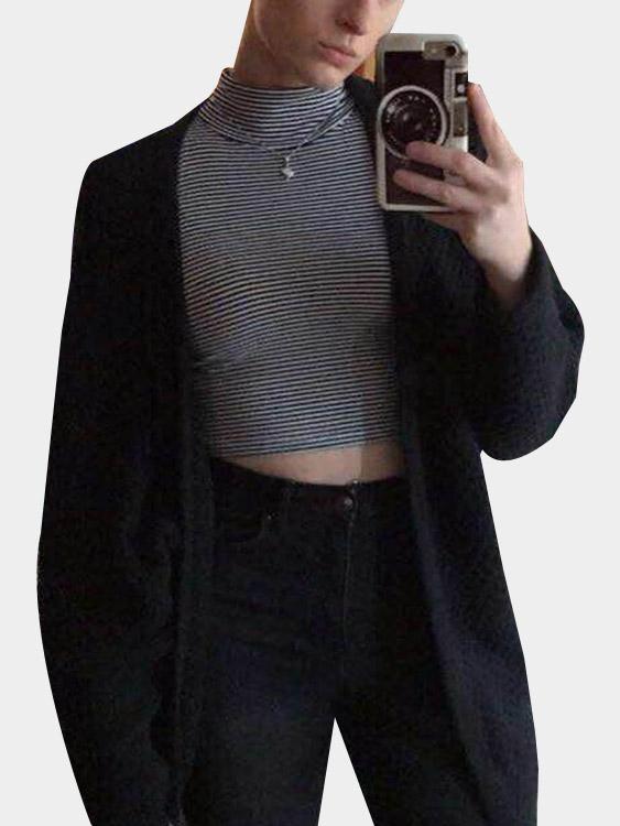 Wholesale Active High Neck Stripe Pattern Sleeveless Camis