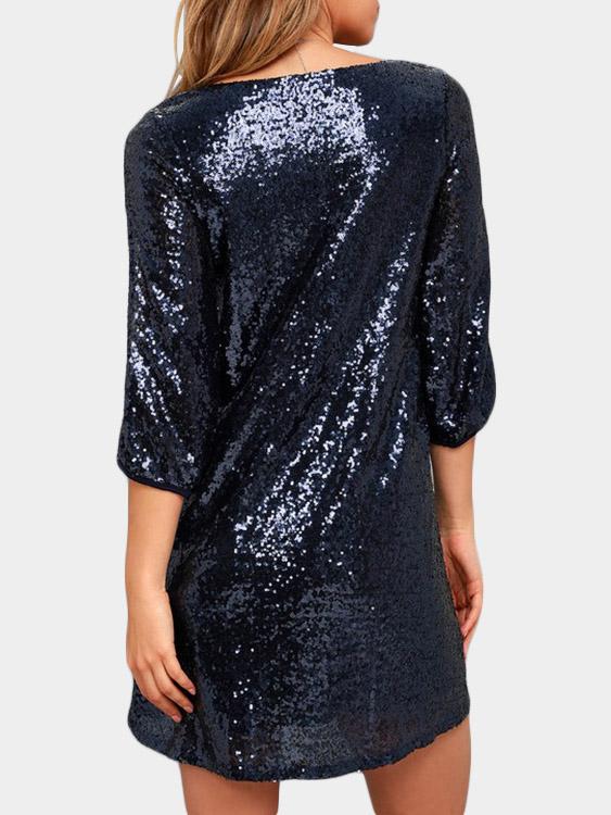 NEW FEELING Womens Navy V-Neck Dresses