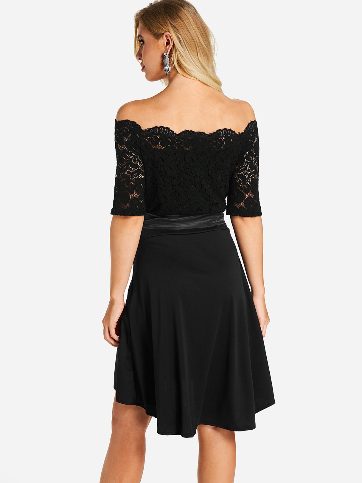 NEW FEELING Womens Black Off The Shoulder Dresses