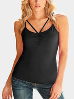 Wholesale V-Neck Crossed Front Sleeveless Black Camis