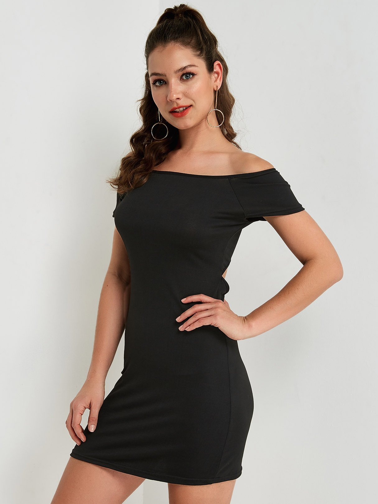 OEM Ladies Black Off The Shoulder Dresses
