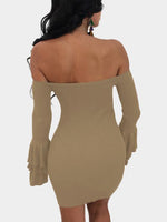 NEW FEELING Womens Apricot Off The Shoulder Dresses