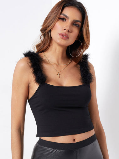 Wholesale Square Neck Sleeveless Black Camis