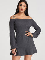 OEM Ladies Grey Off The Shoulder Dresses