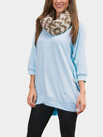 Wholesale Round Neck 3/4 Sleeve Blue T-Shirts