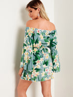NEW FEELING Womens Green Floral Dresses
