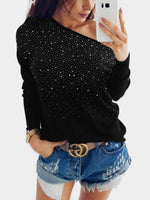 Wholesale One Shoulder Long Sleeve Black T-Shirt