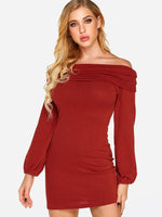 OEM Ladies Red Off The Shoulder Dresses
