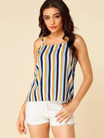 Wholesale Square Neck Stripe Spaghetti Strap Sleeveless Camis