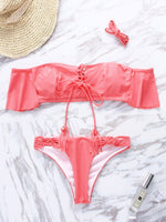 Custom Ladies Deep V Neck Two Piece Bikinis