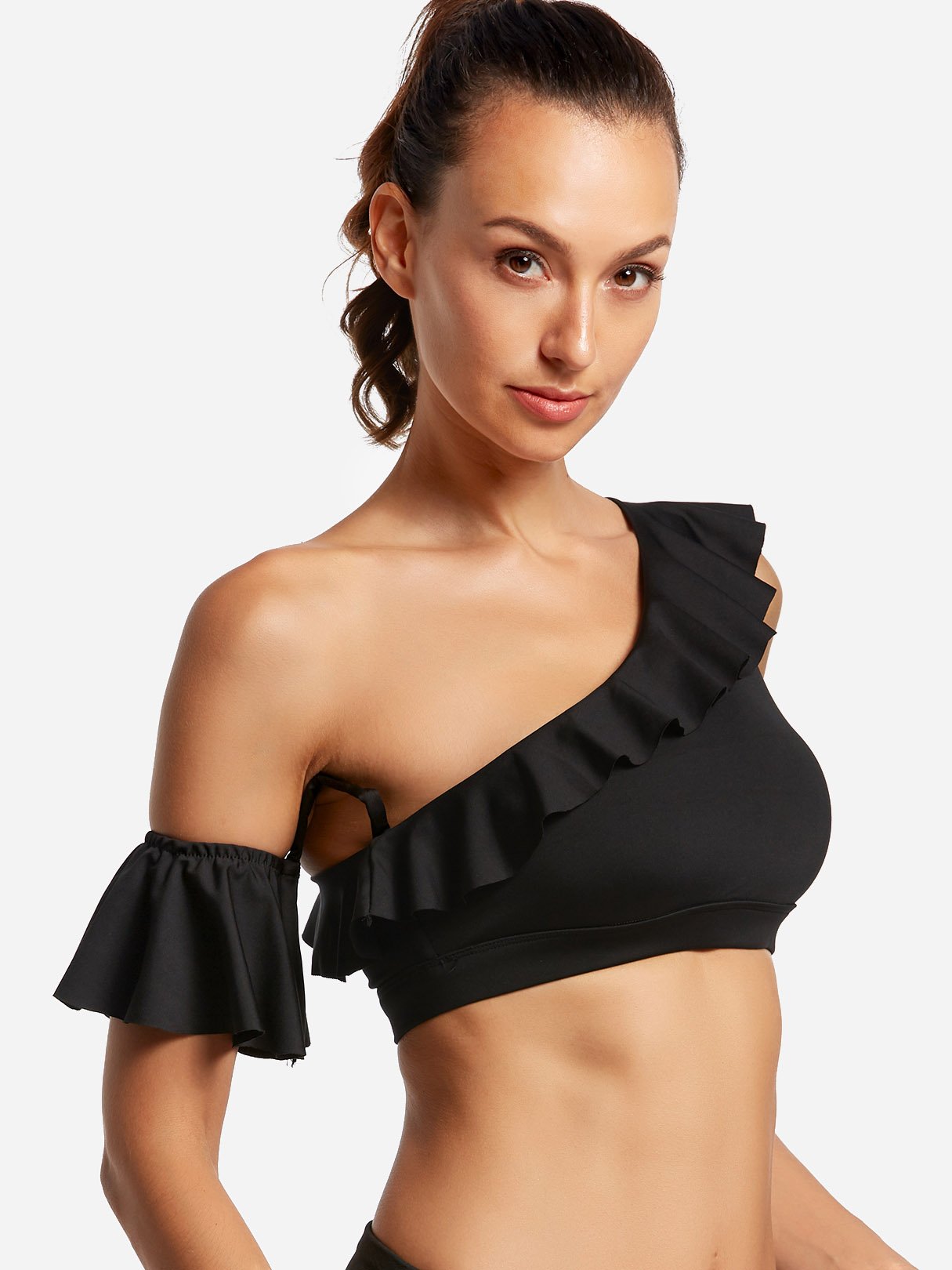 Wholesale One Shoulder Sleeveless Black Camis