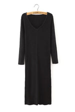 Wholesale Black V-Neck Half Sleeve Plain Dresses
