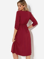 NEW FEELING Womens Burgundy V-Neck Dresses