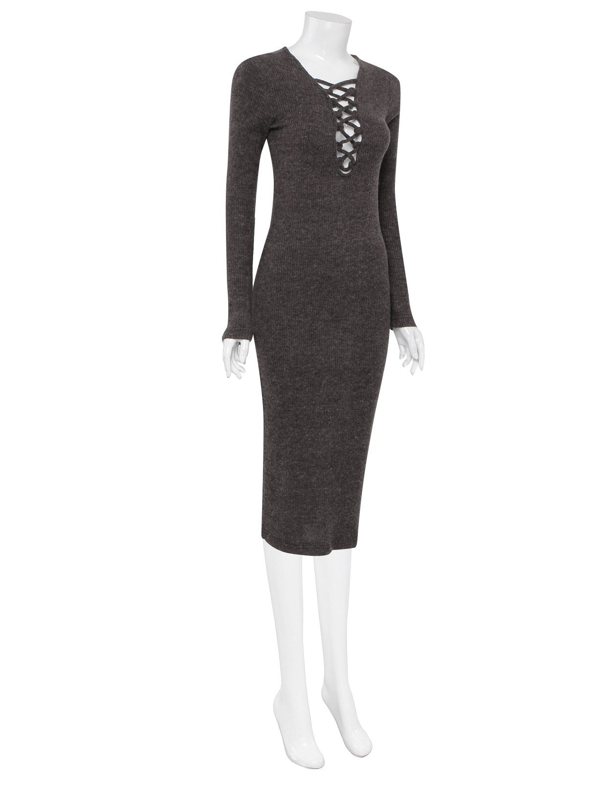 OEM Ladies Brown Midi Dresses