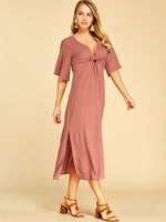 NEW FEELING Womens Red V-Neck Dresses