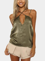 Wholesale V-Neck Sleeveless Green Camis