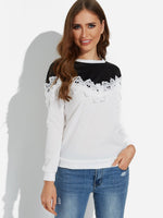 Wholesale Round Neck Lace Black & White T-Shirts