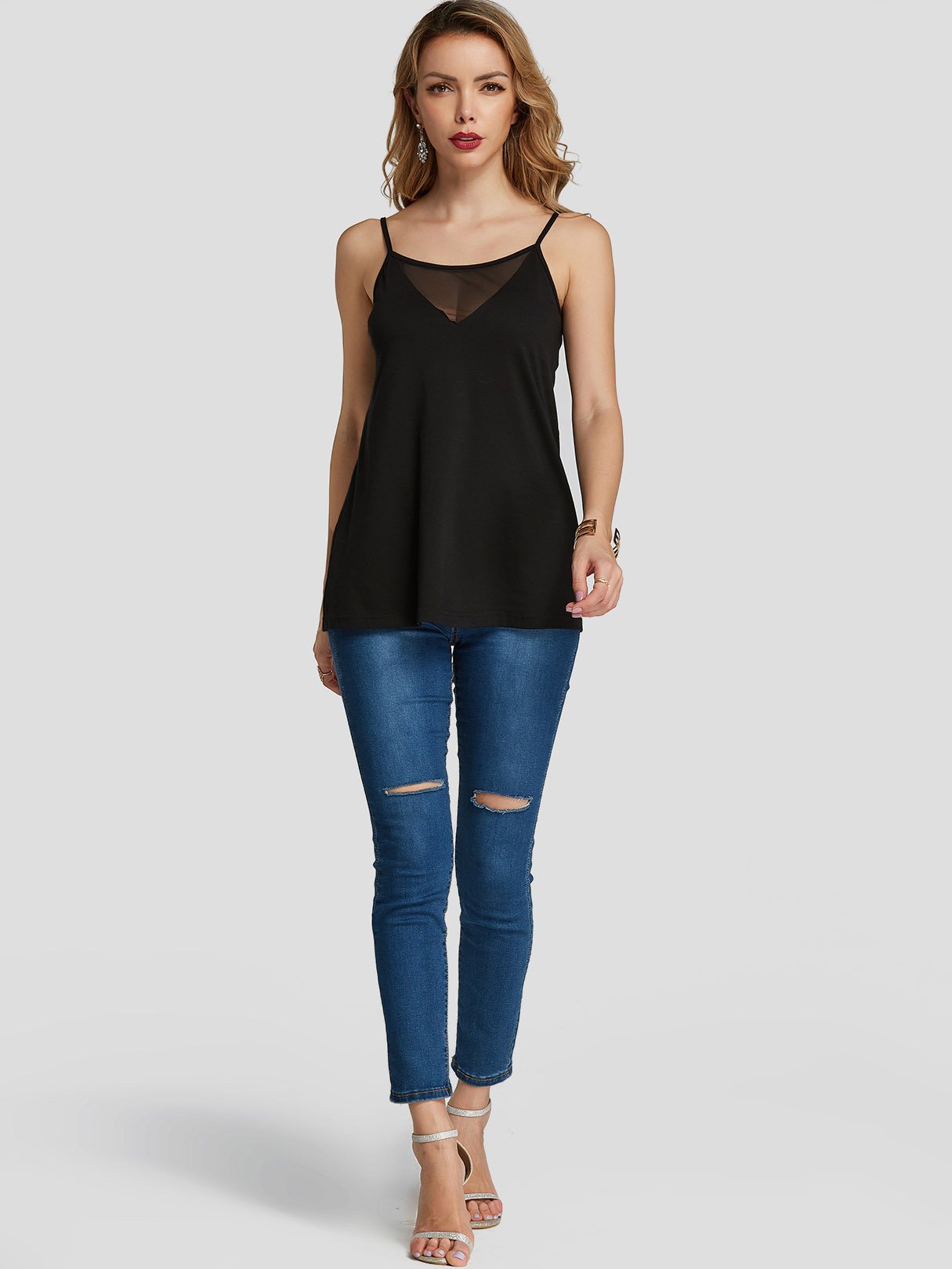 NEW FEELING Womens Black Camis