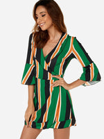 OEM Ladies Green V-Neck Dresses