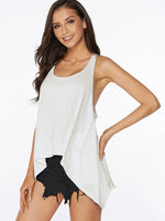 Wholesale Round Neck Halter Plain Slit Sleeveless Irregular Hem Camis