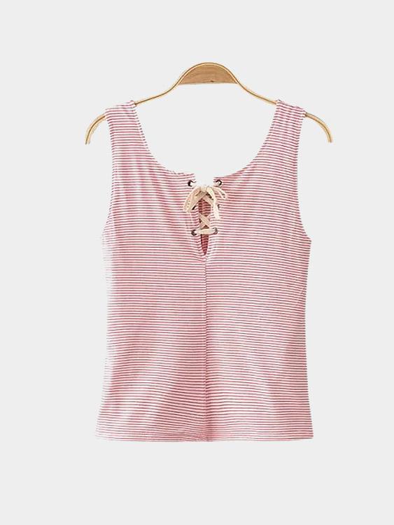 Wholesale Stripe Lace-Up Sleeveless Camis