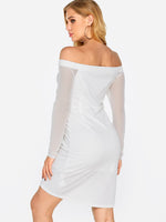 NEW FEELING Womens White Off The Shoulder Dresses