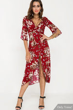 NEW FEELING Womens Burgundy Maxi Dresses