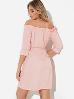 NEW FEELING Womens Pink Off The Shoulder Dresses