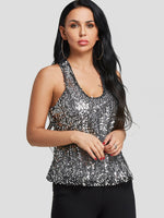 Wholesale Scoop Neck Sequins Embellished Sleeveless Tank Top