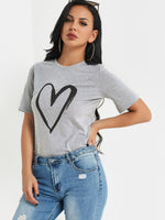 Wholesale Crew Neck Printed Short Sleeve Grey T-Shirts