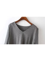 OEM Ladies Gray V-Neck Dresses