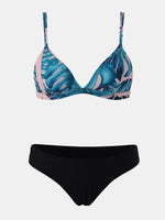 Wholesale Black V-Neck Sleeveless Printed Backless Two Piece Bikinis