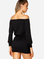 NEW FEELING Womens Black Off The Shoulder Dresses