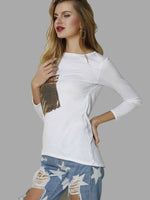 NEW FEELING Womens White T-Shirts