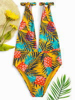 Wholesale Deep V Neck Sleeveless Printed One-Pieces