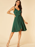 NEW FEELING Womens Green V-Neck Dresses