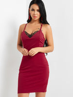 OEM Ladies Burgundy V-Neck Dresses