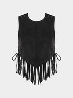 Wholesale Open Back Lace-Up Design Tassel Cami Top