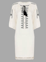 Wholesale Cream 3/4 Length Sleeve Midi Dress