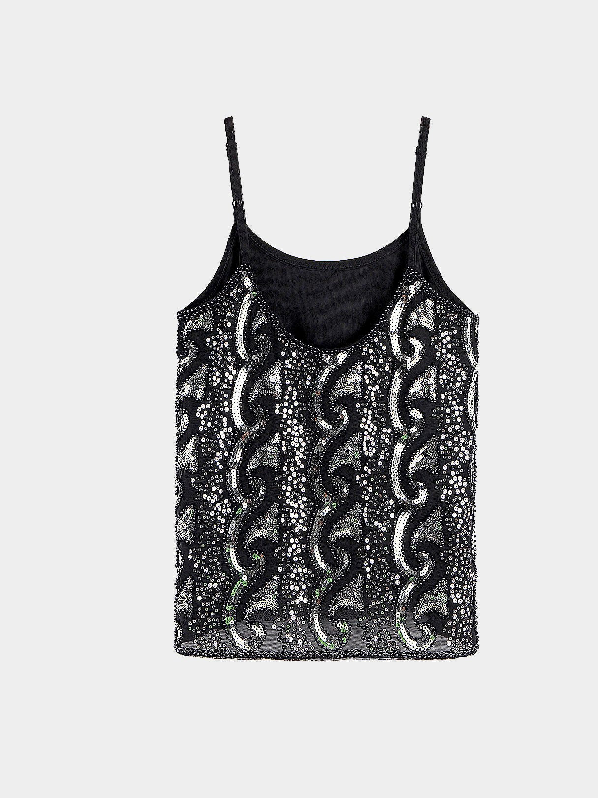 Wholesale Black Sequin And Bead Strappy Cami Top