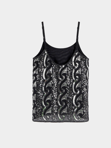 Wholesale Black Sequin And Bead Strappy Cami Top