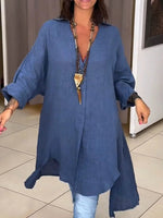 Loose Long Sleeve Shirt Collar Ombre Casual Regular Shirt