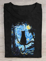 Loose Short Sleeve Crew Neck Scenery Casual Regular T-Shirt