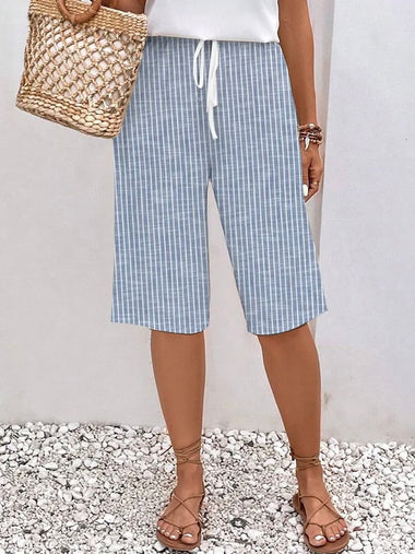 Casual Plain Loose Fifth Pants