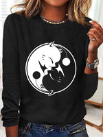 Casual Long Sleeve Crew Neck Animal Loose Regular Blouse