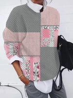 Loose Long Sleeve Crew Neck Ethnic Zipper Casual Regular Sweatshirt