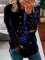 Loose Long Sleeve Crew Neck Abstract Zipper Casual Regular Sweatshirt